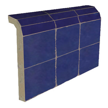 Mosaic House Moroccan tile Mosaic Flat Bullnose D 15 Cobalt Blue  solid zellige, mosaic, zellij, bullnose, trim, glaze, quarter round 